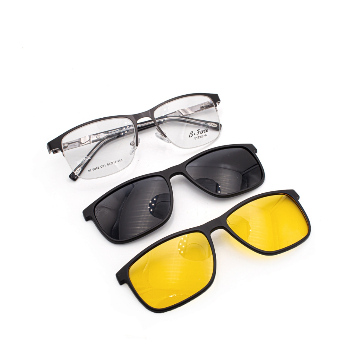Beach Force BF0042 C01 55 men clip-on glasses frame