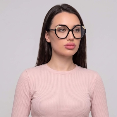 Guess GU2951 001 53 многоъгълна ацетатна дамска рамка в черно