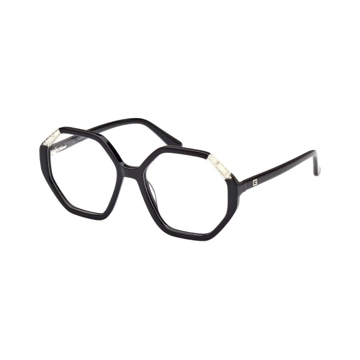 Guess GU2951 001 53 многоъгълна ацетатна дамска рамка в черно