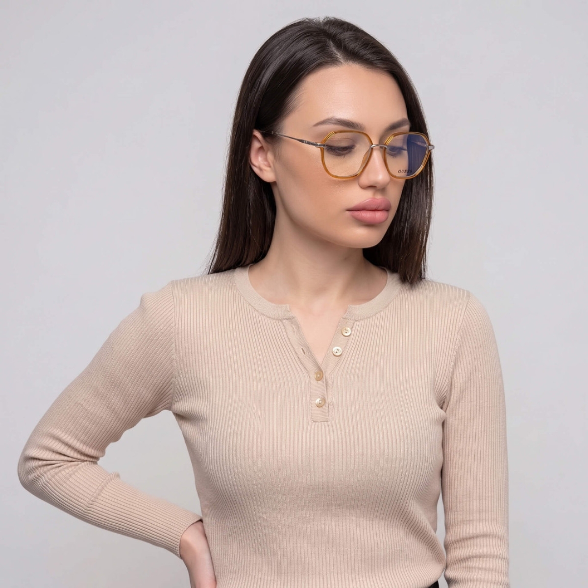 Guess GU50098 044 50 оригинална рамка за очила от олекотен метал и ацетатна пластмаса